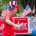 Kootenai GOP Treasurer Doug Balija walking in the American Heroes parade, downtown Coeur d'Alene